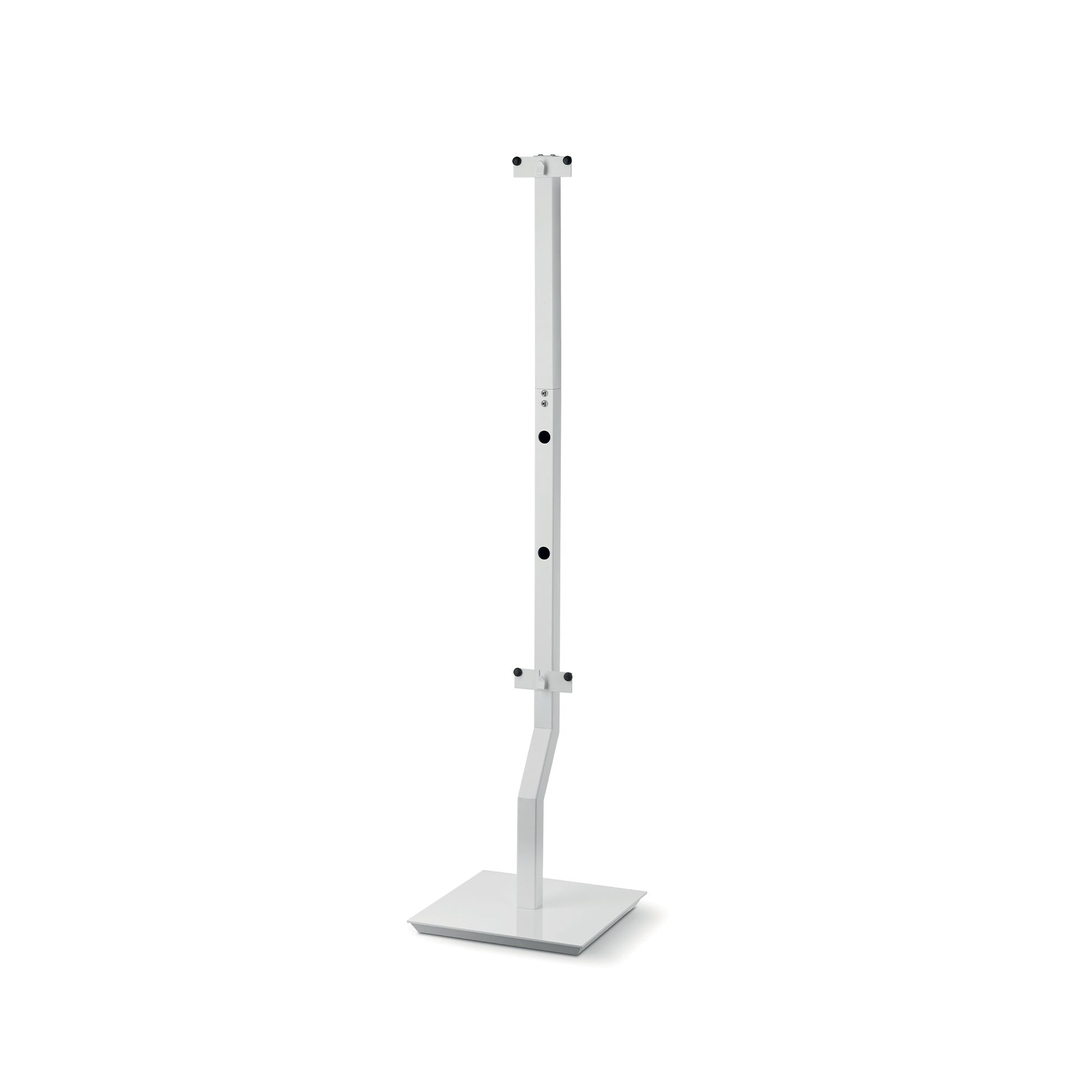 Le trépied Focal OnWall 300 est un trépied métallique blanc réglable avec une base rectangulaire et une tige verticale pour placer ou maintenir des objets.