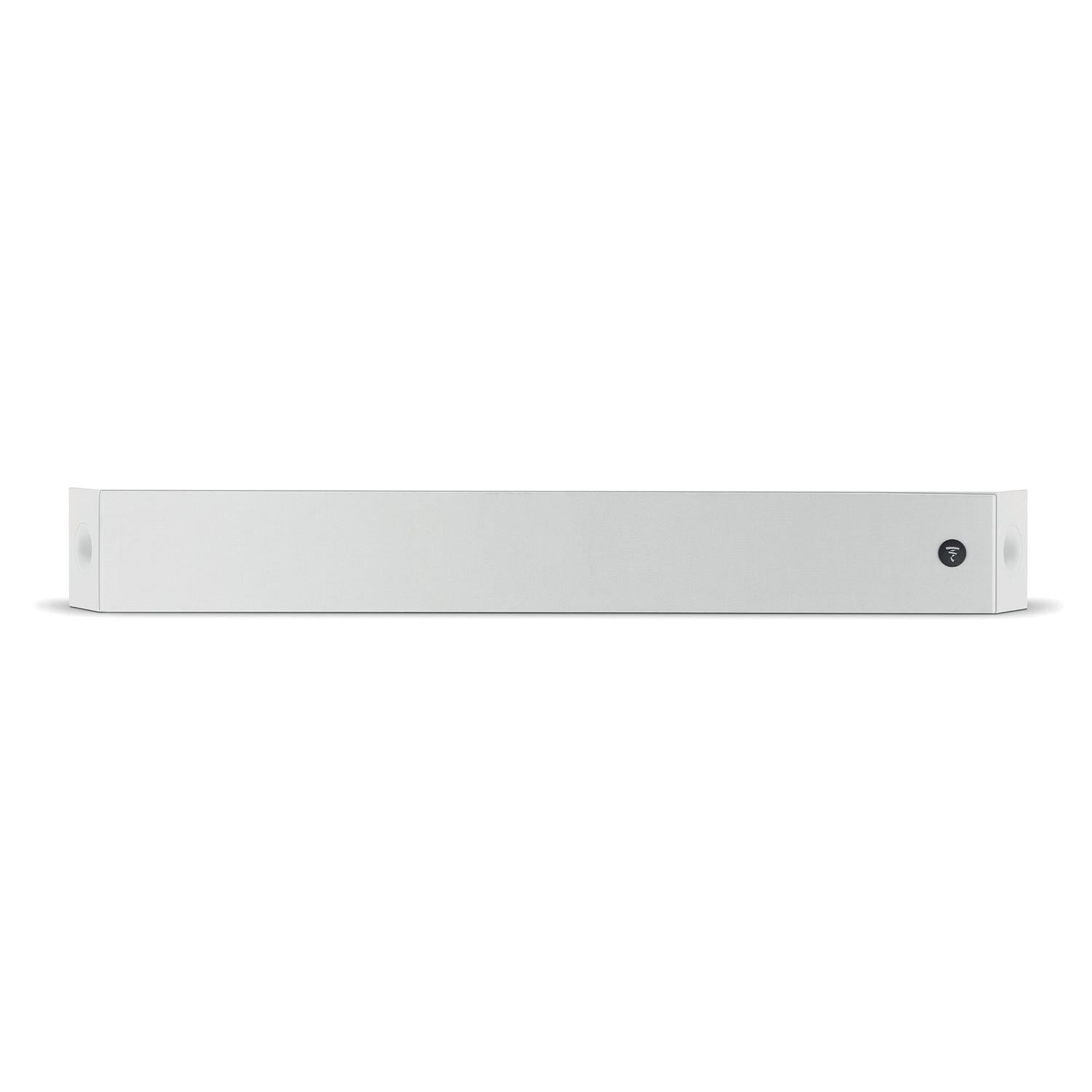 El Focal OnWall 302 es un altavoz blanco, rectangular y delgado con un botón negro redondo a la derecha, que se muestra de frente sobre un fondo blanco.