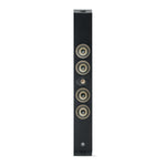 El Focal OnWall 302 es un altavoz de suelo negro, alto y delgado que incorpora cinco transductores circulares alineados verticalmente en su panel frontal.