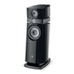Die Focal Scala Utopia Evo ist ein eleganter schwarzer 3-Wege-Standlautsprecher mit modernem Design, zwei sichtbaren Treibern, einem Beryllium-Hochtöner und dem Focal-Logo in der Nähe der Basis.