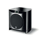 El Focal Sopra SW1000 es un elegante subwoofer activo negro con altavoz frontal, pantalla digital superior y acabado brillante, que se muestra sobre fondo blanco.
