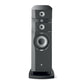 El Focal Stella Utopia EM Evo es un moderno altavoz de suelo negro de 3 vías con varios transductores y un gran woofer sobre una base estable.