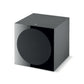 The Focal Sub 600 P is a black active subwoofer with a glossy front and large circular grille, displayed on a white background.