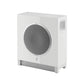 The Focal Sub Air is a sleek, white wireless active subwoofer with a round silver grille and side port, delivering powerful bass on four short legs.