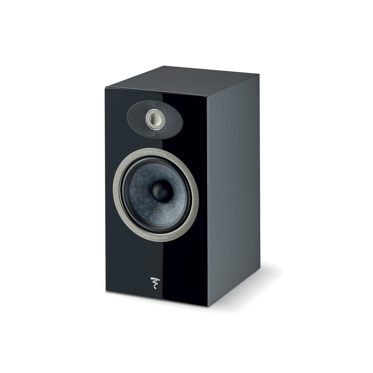 The Focal Theva N°1 is a black, rectangular Hi-Fi compact speaker featuring a large woofer and smaller tweeter, shown on a plain white background.