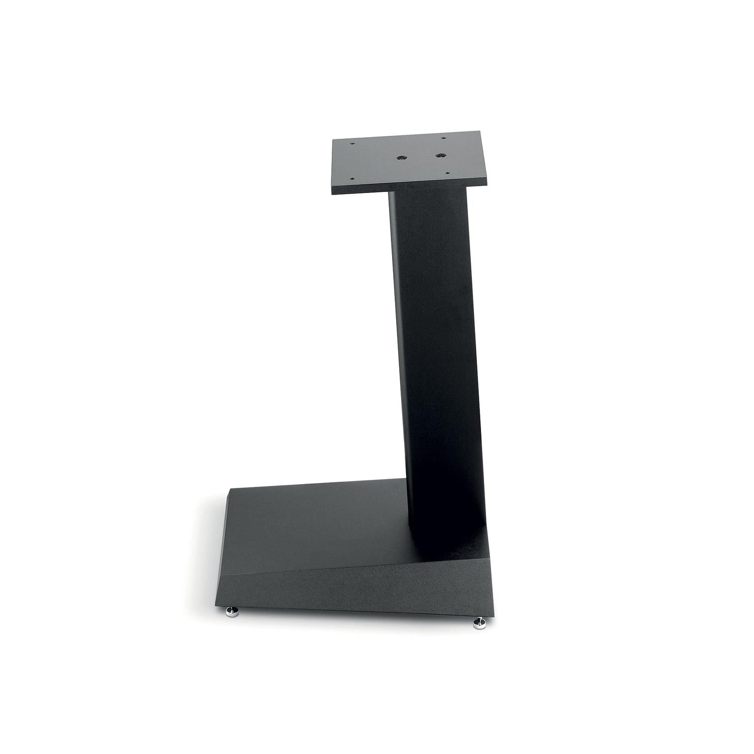 The Focal Theva Vestia N°1 Stativ is a modern black metal speaker stand, 55 cm high, with an angled column and flat square base, shown against a white background.
