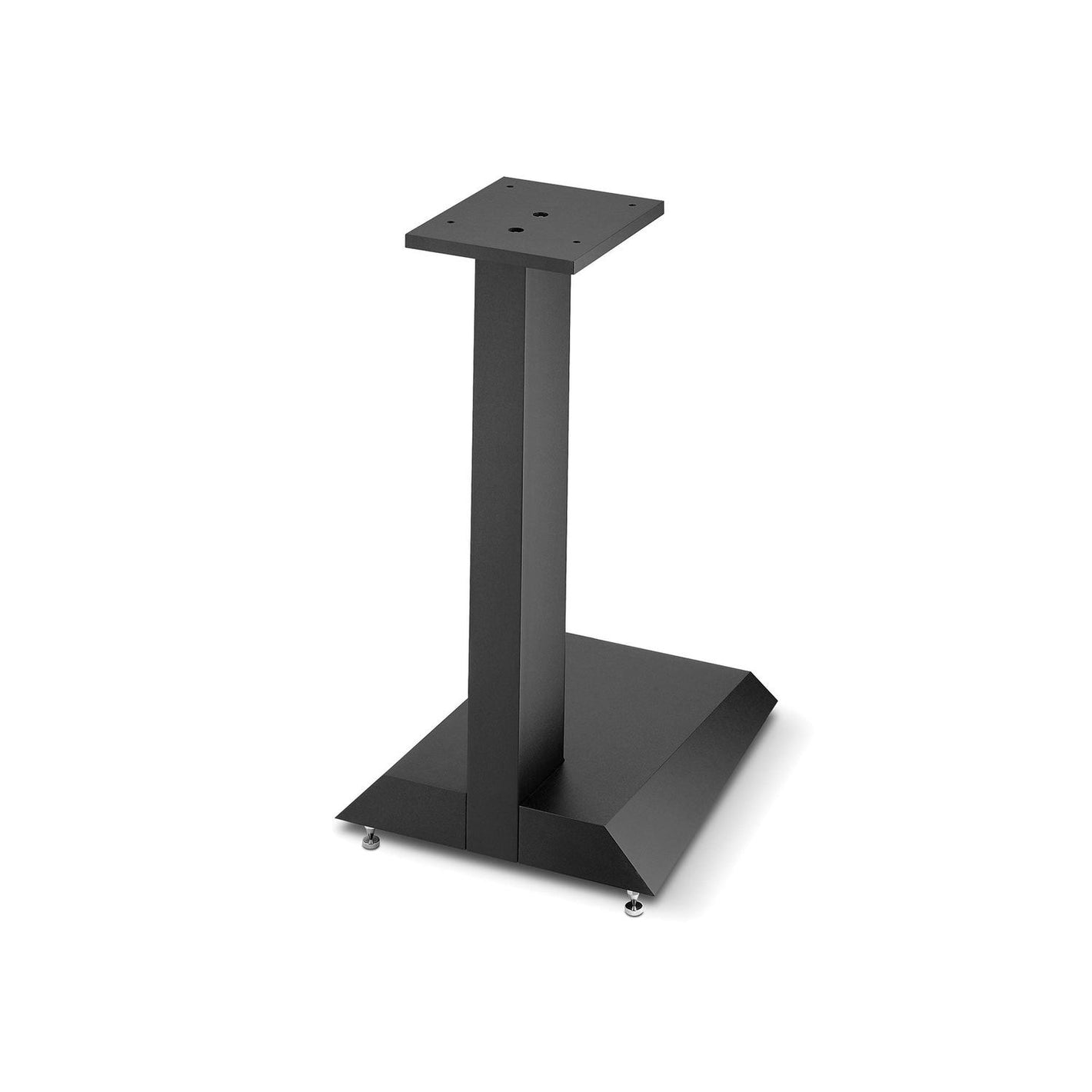 El Focal Theva Vestia N°1 Stativ es un soporte de altavoz de metal negro 55 cm con base rectangular, soporte único y placa superior plana con orificios de montaje.