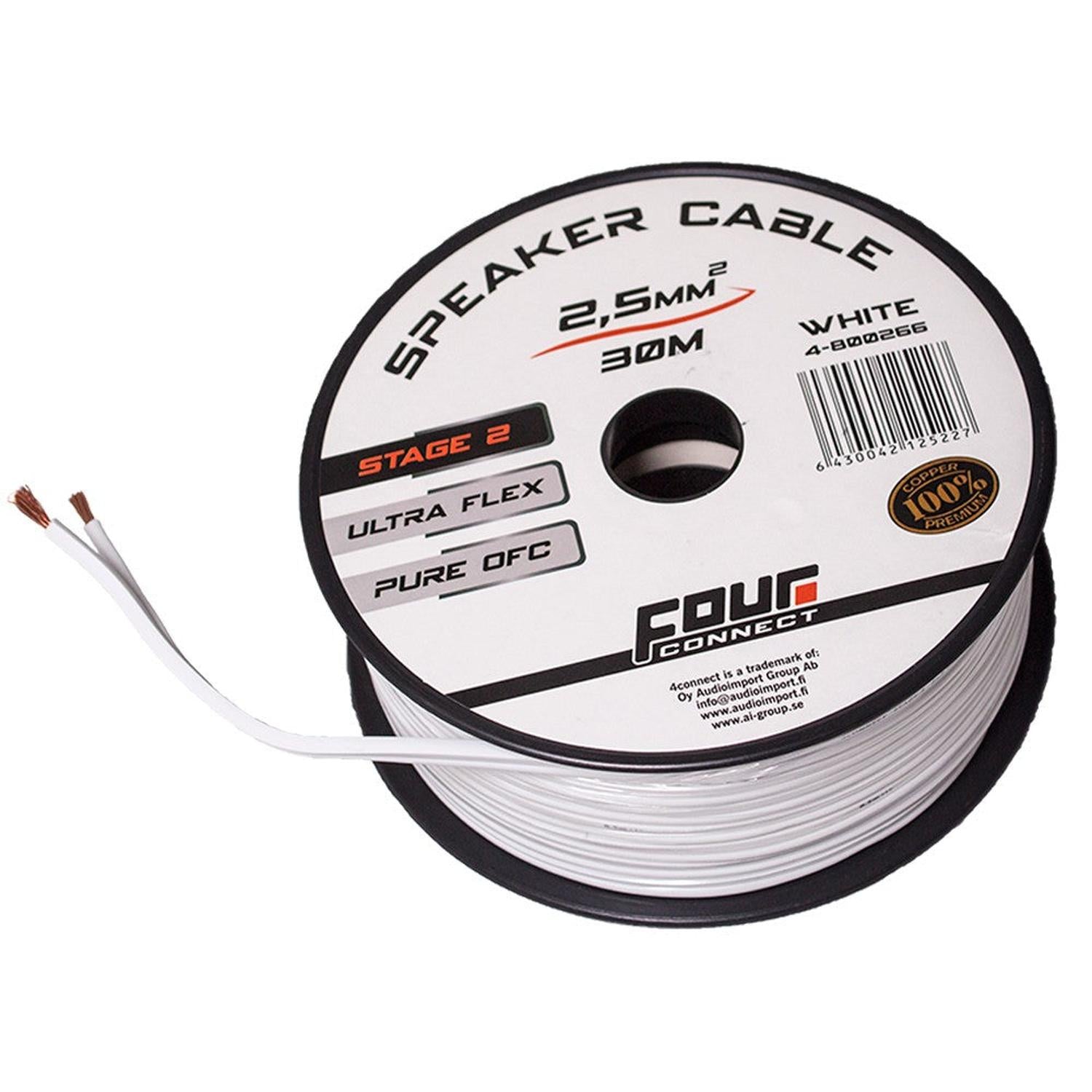 Four Connect-Lautsprecherkabel 2×2,5 mm² weiß OFC-2x2,5mm² Lautsprecherkabel-masori-kaufen