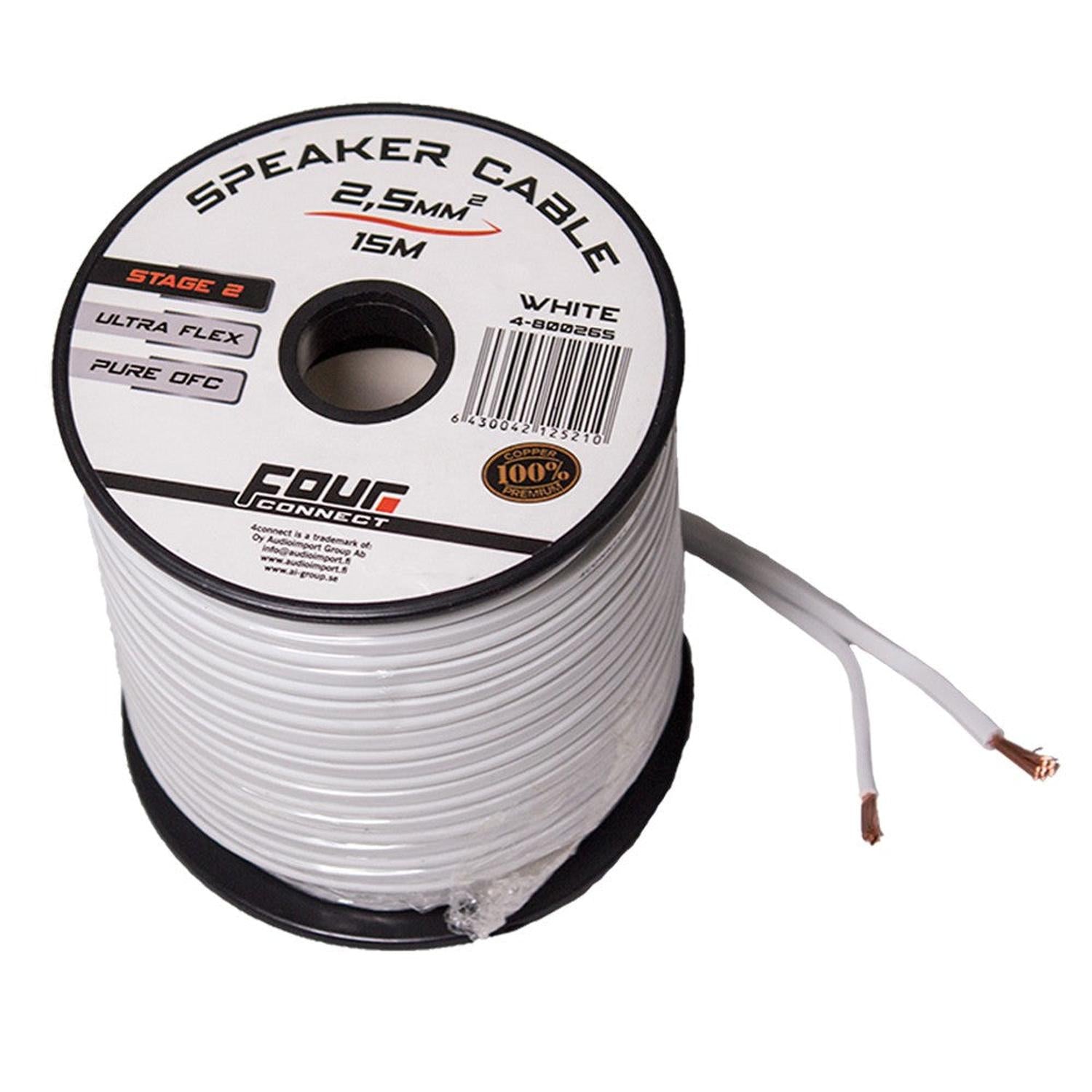Four Connect-Lautsprecherkabel 2×2,5 mm² weiß OFC-2x2,5mm² Lautsprecherkabel-masori-kaufen