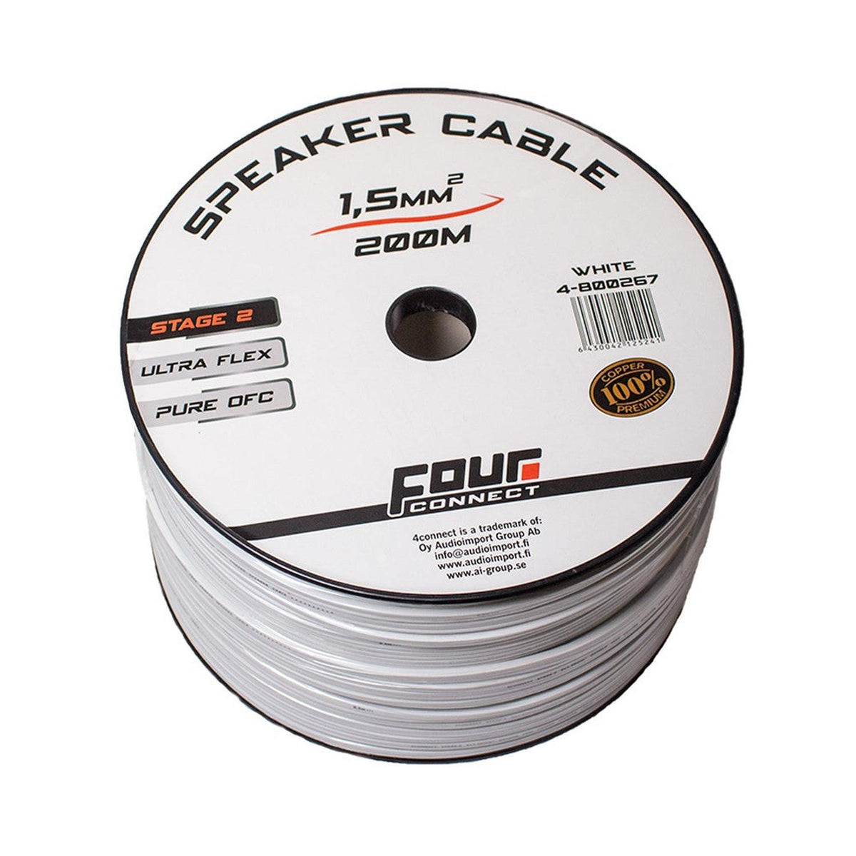Four Connect-Lautsprecherkabel 2×2,5 mm² weiß OFC-2x2,5mm² Lautsprecherkabel-masori-kaufen