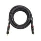 The Four Connect Solo 1m 2-Kanal is a coiled black audio cable with gold-plated RCA connectors, red accents, braided shielding, and Furukawa OCC copper conductors.