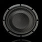 Se muestra un subwoofer redondo negro Gladen GS08-Slim de 8 con una rejilla metálica con la marca GLADEN sobre un fondo negro.