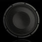 Un subwoofer Gladen GS12-Slim nero di forma rotonda con copertura in rete, ripreso dallalto su uno sfondo scuro. La scritta Gladen è visibile sullanello esterno di questo subwoofer da 12 pollici con griglia.