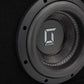 A close-up of the Gladen Sigma SSWX08VB, an 8-inch subwoofer, shows visible stitching and a textured carbon fiber center.