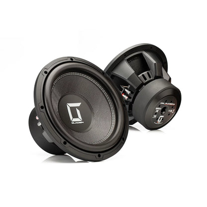 Dos subwoofers Gladen Sigma SSWx12 de 12 pulgadas y alto rendimiento, con membranas texturizadas y el logotipo de la marca, representados sobre un fondo blanco.