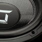 Primo piano del Gladen Sigma SSWx12, un subwoofer da 12 ad alte prestazioni con cono nero testurizzato e logo parzialmente bianco al centro.