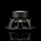 Un subwoofer Gladen Sigma SSWx12 di colore nero, ripreso dal retro su una superficie riflettente con sfondo nero.