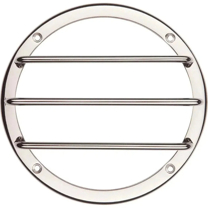 Ground Zero GZMG 165 / 6,5 è una griglia per diffusori rotonda in acciaio inox cromato con tre barre orizzontali e quattro fori per viti per diffusori da 6,5.