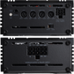 Primer plano del panel del amplificador mono de clase D Ground Zero Radioactive GZRA 450.1-MICRO con controles, conexiones de entrada/salida y terminales.