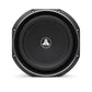 The JL Audio 10TW1-2 is a black, front-viewed 10-inch subwoofer with Thin-Line technology, circular design, silver trim, and a central JL Audio logo.