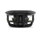 A JL Audio 10TW1-4 black rectangular 10-inch subwoofer, side view, reveals its open metal frame and Thin-Line Subwoofer technology.
