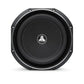 The JL Audio 10TW1-4 subwoofer features Thin-Line technology, a circular black design with silver trim and center logo, shown on a white background.