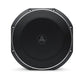 JL Audio 10TW1-4: Black round subwoofer with mesh grille, silver trim, and central logo, shown on a plain white background.
