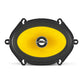 The JL Audio C1-570X is a yellow, oval 5x7 coaxial speaker with a black rim, silver center, and four mounting brackets, shown on a white background.