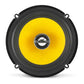 A JL Audio C1-650X round 5-inch speaker with a yellow cone, black outer ring, and silver logo is displayed on a white background.
