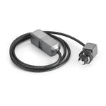 The JL Audio DRC-205 is a coiled black cable with a rectangular adapter on one end and a metal automotive cigarette lighter plug on the other.