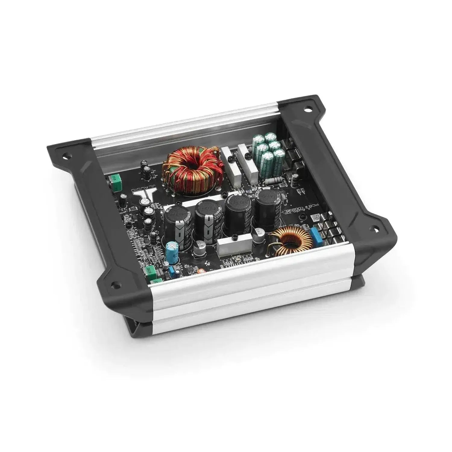 The JL Audio JD500/1 is a compact Class D Verstärker with coils and capacitors in a metal/plastic case—ideal for Monoblock-Subwoofer setups.