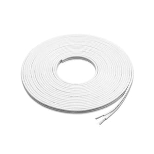 Un câble denceinte JL Audio M-XM-WHTSC16-500 Meterware enroulé, avec des extrémités dénudées, sur fond blanc, idéal pour une utilisation nautique.