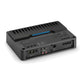The JL Audio RD500/1 is a black Class D car amplifier featuring RCA connectors, speaker terminals, and control dials.