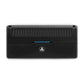 A black JL Audio RD900/5 5-channel amplifier with a central logo and blue LED, viewed from above against a white background.