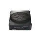 The Kicker Hideaway HS10 is a black 10-inch subwoofer with a protective grille, control panel, and front input ports, isolated on a white background.