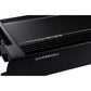 Close-up van een zwarte 1-kanaals versterker uit de Kicker Warhorse serie 49WXA36001 met een slank, geribbeld ontwerp en 3.600 watt RMS vermogen.