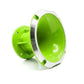 The Inferno 3 horn tweeter by Loud as Hell, shiny green with a silver rim and flared opening, is set against a white background.