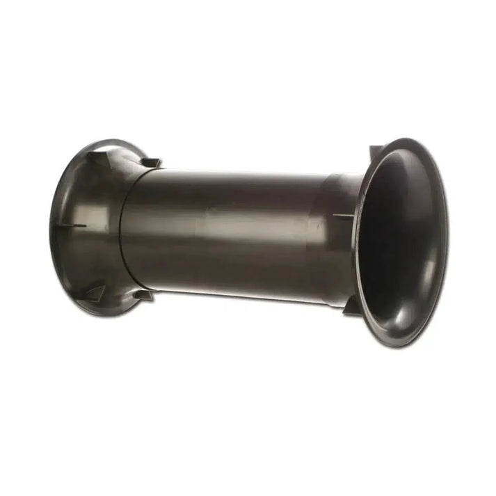 El Masori Aeroport 3-teilig 20 cm es un racor de plástico negro con extremos abocinados, ideal para conectar o prolongar tuberías en sistemas de fontanería o desagüe.