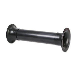 El Masori Aeroport 3-teilig 7cm es un puerto cilíndrico negro con extremos abocinados y orificios para pernos, adecuado para su uso como conector o adaptador en diversas aplicaciones.