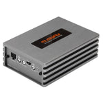 Un amplificador Musway NX200.2 de dos canales, de color plateado con detalles en negro, controles etiquetados, tecnología Start-Stopp y la inscripción «High Quality Sound System» junto con el logotipo en la parte superior.
