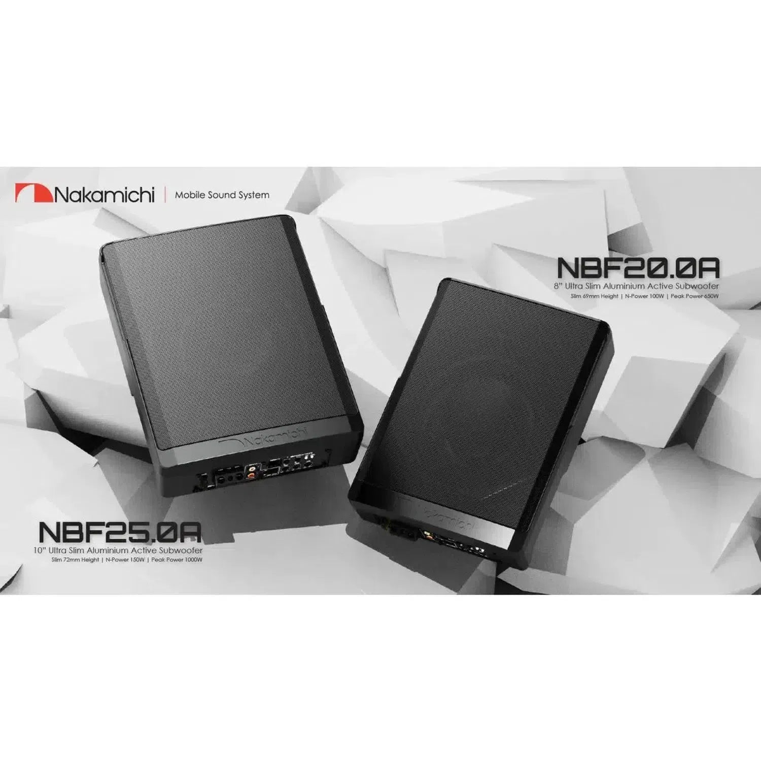 爆音MAX1000W 小型ウーファーBOX Nakamichi NBF25.0A 車