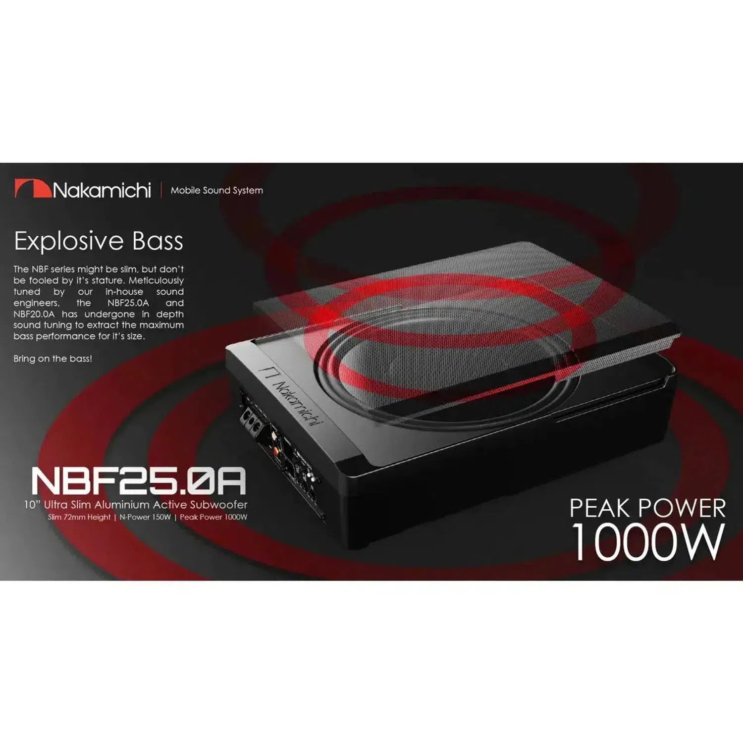 Nakamichi NBF-25.0A 10 Inch Active Enclosure Subwoofer