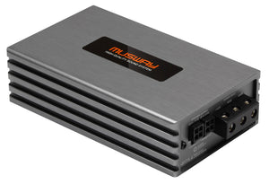 Le Musway NX175.4, un amplificateur à 4 canaux doté dune finition métallique brossée et de touches noires, offre une qualité sonore exceptionnelle.