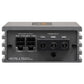 Vista posteriore dellamplificatore per auto a 4 canali Musway NX175.4, con terminali di alimentazione contrassegnati con +12V, REM, GND e terminali di uscita per gli altoparlanti.