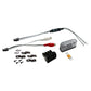 Les composants Musway NX200.2 équipés du circuit de protection EPS sont disposés avec soin sur un fond blanc.