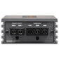 Vista frontale dellamplificatore mono digitale in classe D Musway NX400.1, dotato di uscite per altoparlanti contrassegnate, terminali di alimentazione e funzione Bass Boost per un audio potenziato.