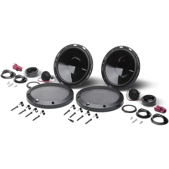 The Rockford Fosgate Punch P165-SI is a 6.5 2-way car speaker set with tweeters, grilles, wiring, and mounting hardware—perfect for your vehicle’s front audio upgrade.