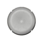 The Rockford Fosgate Punch P3SG-8 is a round metal mesh screen with a hex pattern and three notches, compatible with 8 Zoll Subwoofer Gitter, shown on a white background.