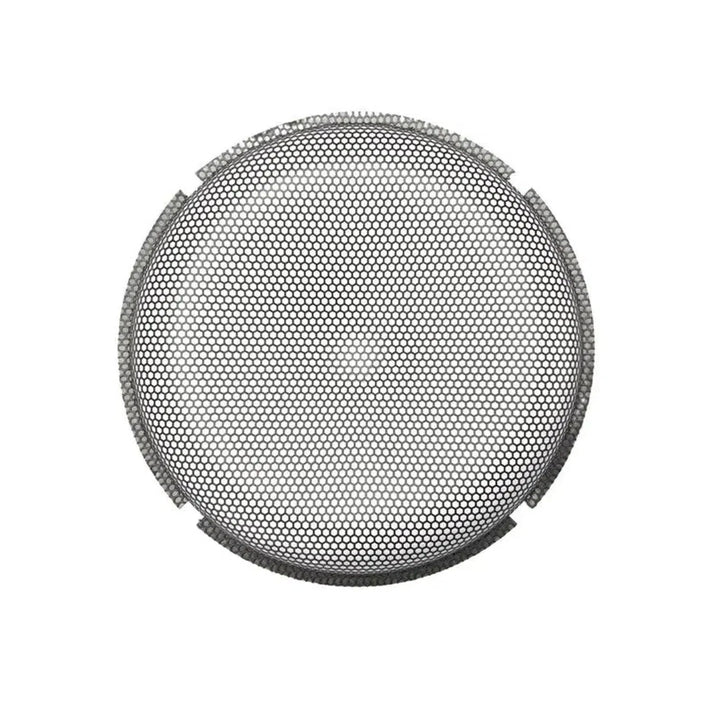 The Rockford Fosgate Punch P3SG-8 is a round metal mesh screen with a hex pattern and three notches, compatible with 8 Zoll Subwoofer Gitter, shown on a white background.