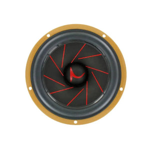 Lo Scanspeak Automotive Gold 16W/4538G05 è un diffusore rotondo da 6,5 con bordo dorato, cono nero e accenti centrali rossi della serie Gold.